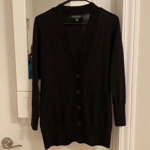 Banana Republic Extra Fine Merino Black Button Sweater
